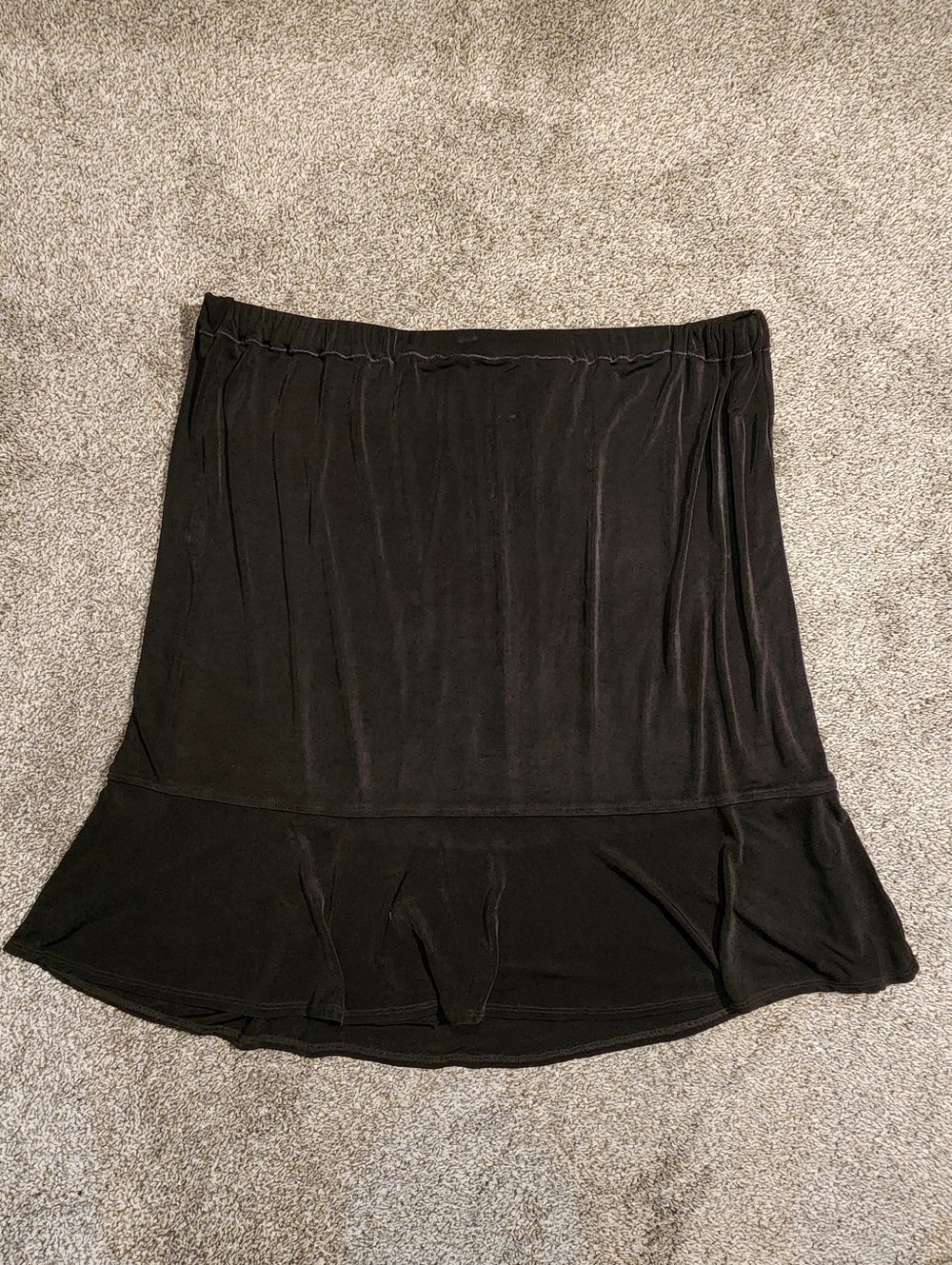 Y2k 90s Slinky Black Flirty Hem Midi Skirt Size XL